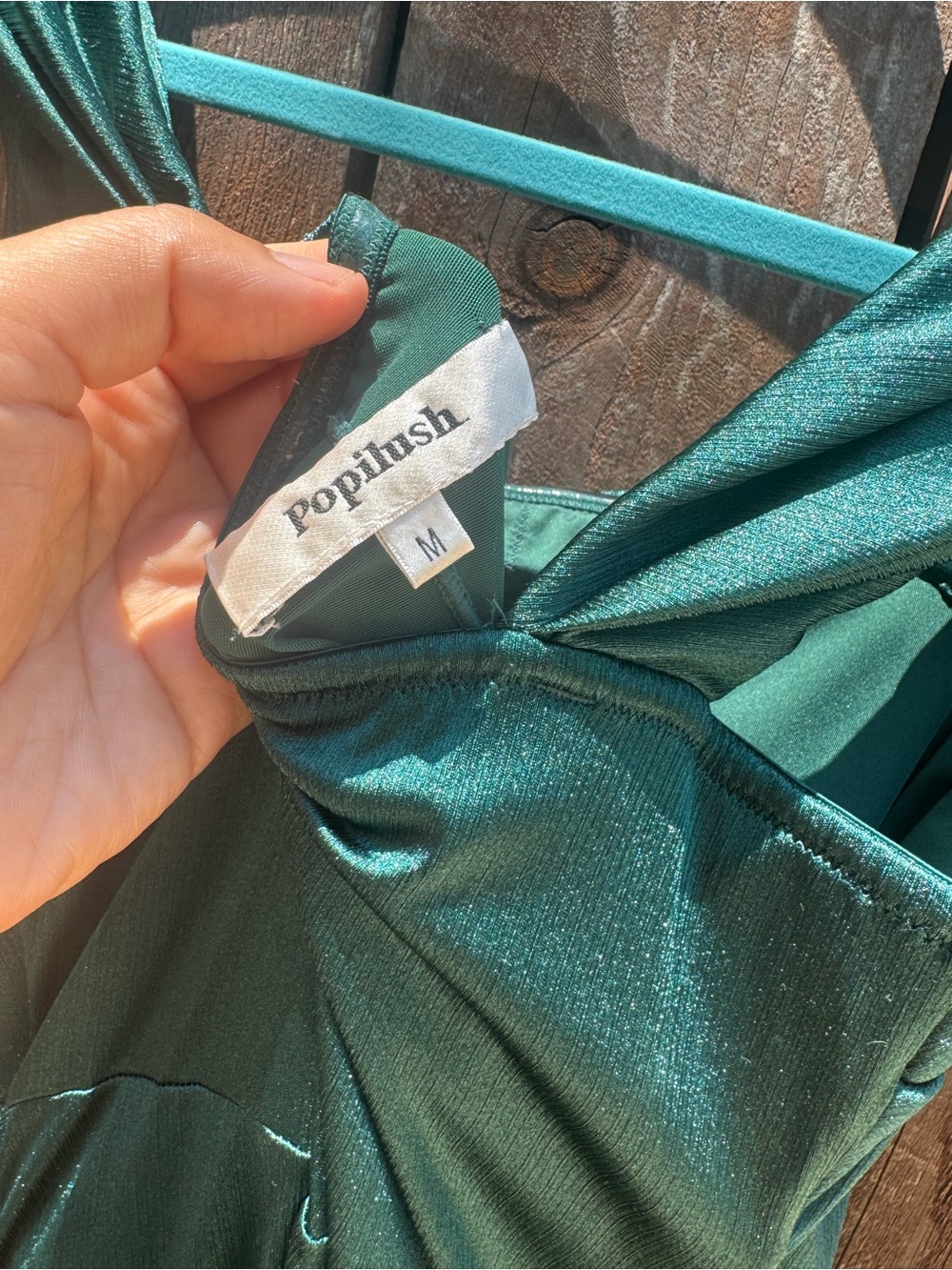 Popilush Emerald Green Shimmer Maxi Dress – Size Medium - Picture 7 of 7